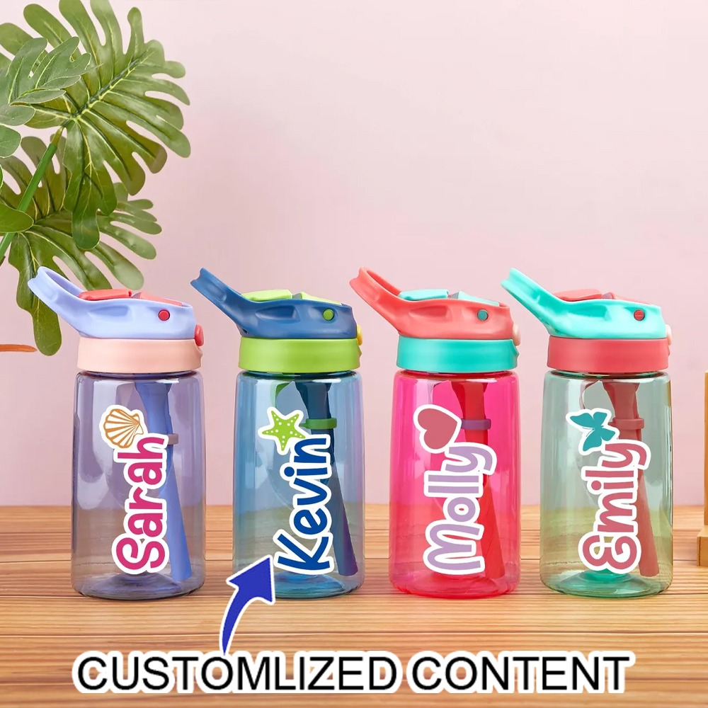Training Cup Straw - แก้วน้ำหลอดดูดสำหรับเด็กพร้อมชื่อที่ปรับแต่งได้, ขวดน้ำพลาสติกพกพารูปหัวใจน่ารักพร้อมตัวอักษร