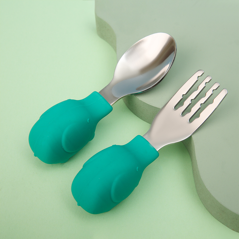 Baby Food Utensils Set - Elephat เด็ก Gadgets ชุดเด็กภาชนะสแตนเลสสตีลช้อนส้อมการ์ตูนทารกอาหารช้อนส้อม