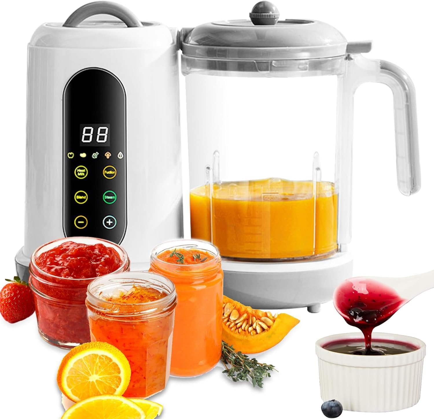 Baby Food Maker And Steamer - เครื่องนึ่งและปั่นอาหารเด็ก 400 มล. พร้อมฟังก์ชั่นทำอาหารและบดอัตโนมัติ 4 เมนู