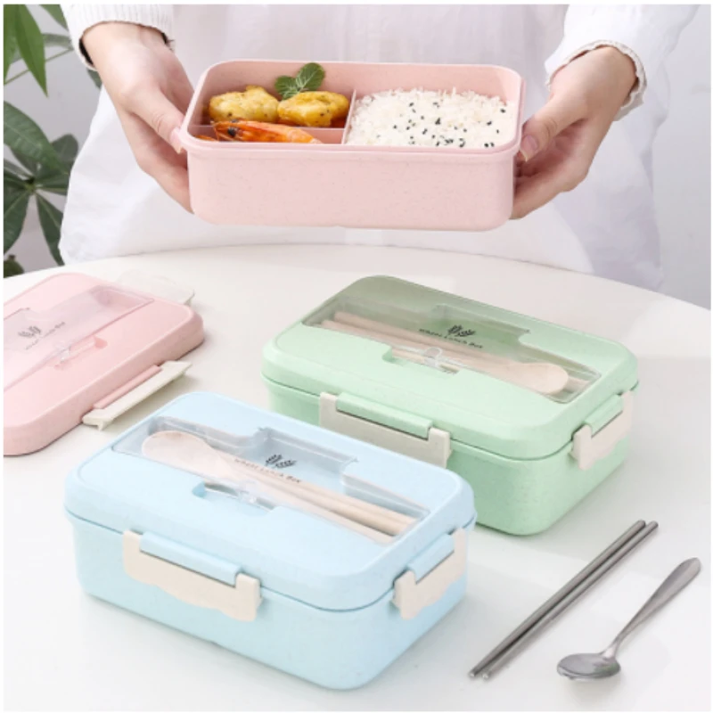 Baby Food Bag - กล่องอาหากลางวันเข้าไมโครเวฟได้อาหารจากฟางข้าวสาลีกล่องเก็บสินค้าอาหารของเด็กใส่ไปเรียนสำนักงานพกพากล่องเบนโตะกระเป๋าใส่ข้าวกลางวัน
