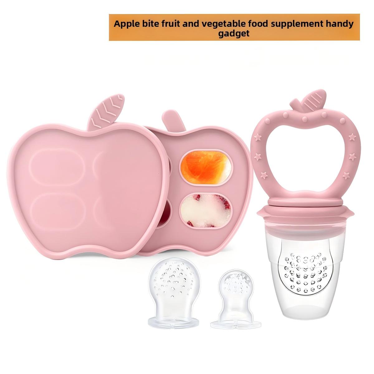 Baby Food Apple - ไอศกรีมแท่งกัดสำหรับเด็กแอปเปิ้ลใหม่ ป้องกันเด็กกัดเล่นนิ้วมือ ผลิตจากซิลิโคน อาหารเสริมผลไม้ น้ำผลไม้สำหรับกัดเล่น