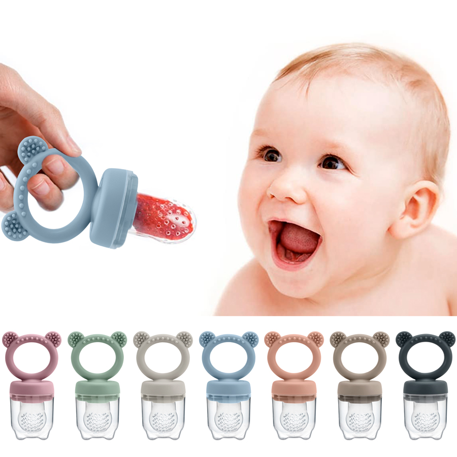 Baby Food For 6 Months - เครื่องป้อนผลไม้จุกนมหลอกสำหรับเด็กพร้อมฝาปิดซิลิโคนสำหรับทารกแรกเกิดจุกนมผลไม้สดให้อาหารผักของเล่นยางกัดฟัน