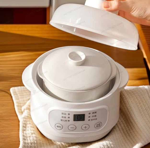 Baby Food Maker Baby Safe - หม้อต้มโจ๊กไฟฟ้าสำหรับเด็ก หม้อเซรามิกตุ๋นอาหารช้าๆ เครื่องทำอาหารเด็กอัตโนมัติ หม้อปรุงอาหารเพื่อสุขภาพสำหรับเด็ก