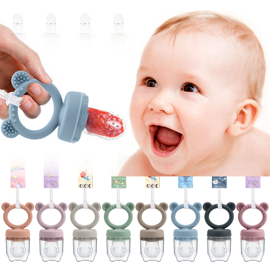 Baby Food For 6 Months - ที่ป้อนผลไม้ยางกัดฟันทำจากซิลิโคนพร้อมจุกนมสำหรับอาหารเสริมผักสดที่ช่วยปลอบประโลมอุปกรณ์เสริมสำหรับทารกแรกเกิด
