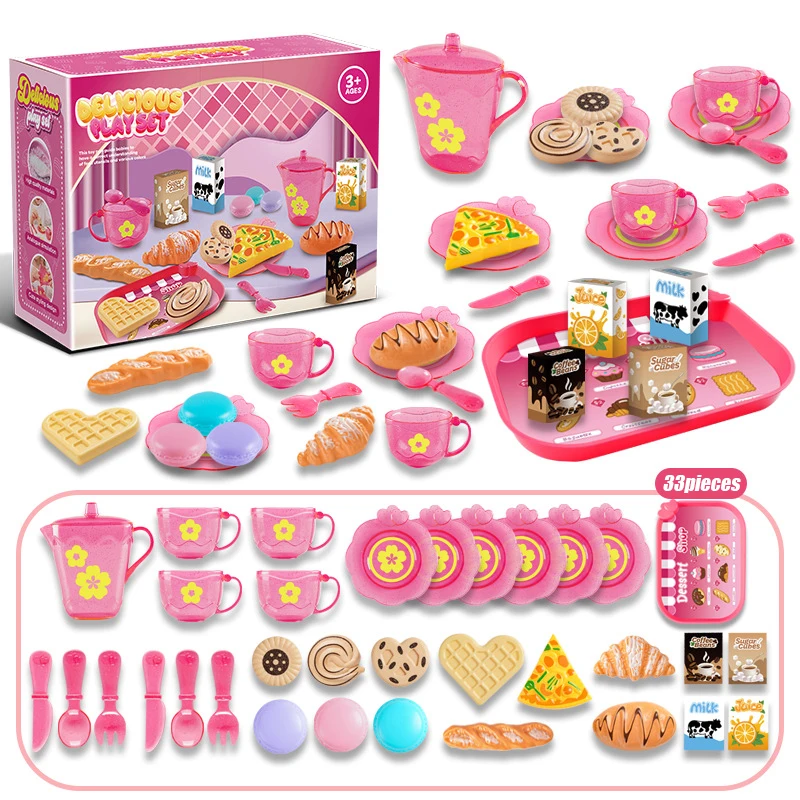Baby Food Cooking Set - ชุดน้ำชาของเล่นสำหรับเด็กผู้หญิง ชุดเล่นน้ำชาสำหรับเด็ก ของเล่นสำหรับเด็กผู้หญิง ชุดเล่นบทบาทสมมติ ครัว อาหารจิ๋ว