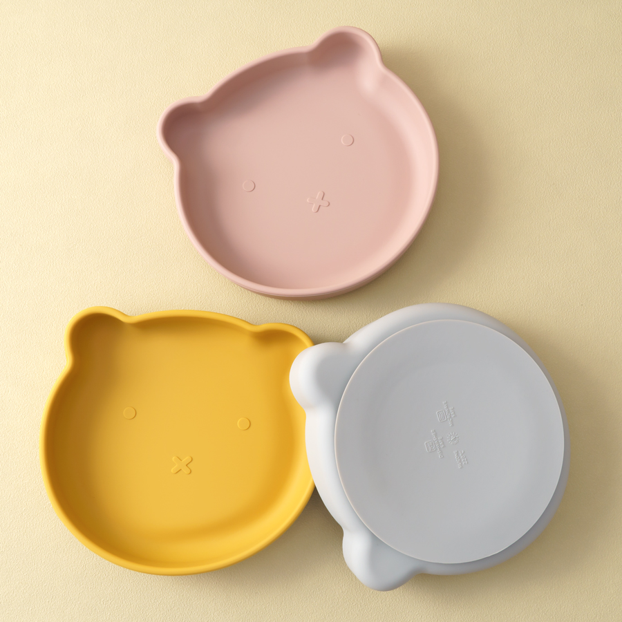 Baby Food Quantity - 1PC ซิลิโคนเด็กจานดูดรับประทานอาหารแผ่นการ์ตูนหมีรูปร่างเด็กแผ่นกินการฝึกอบรมเก็บอาหารเด็กชุดอาหารเด็ก