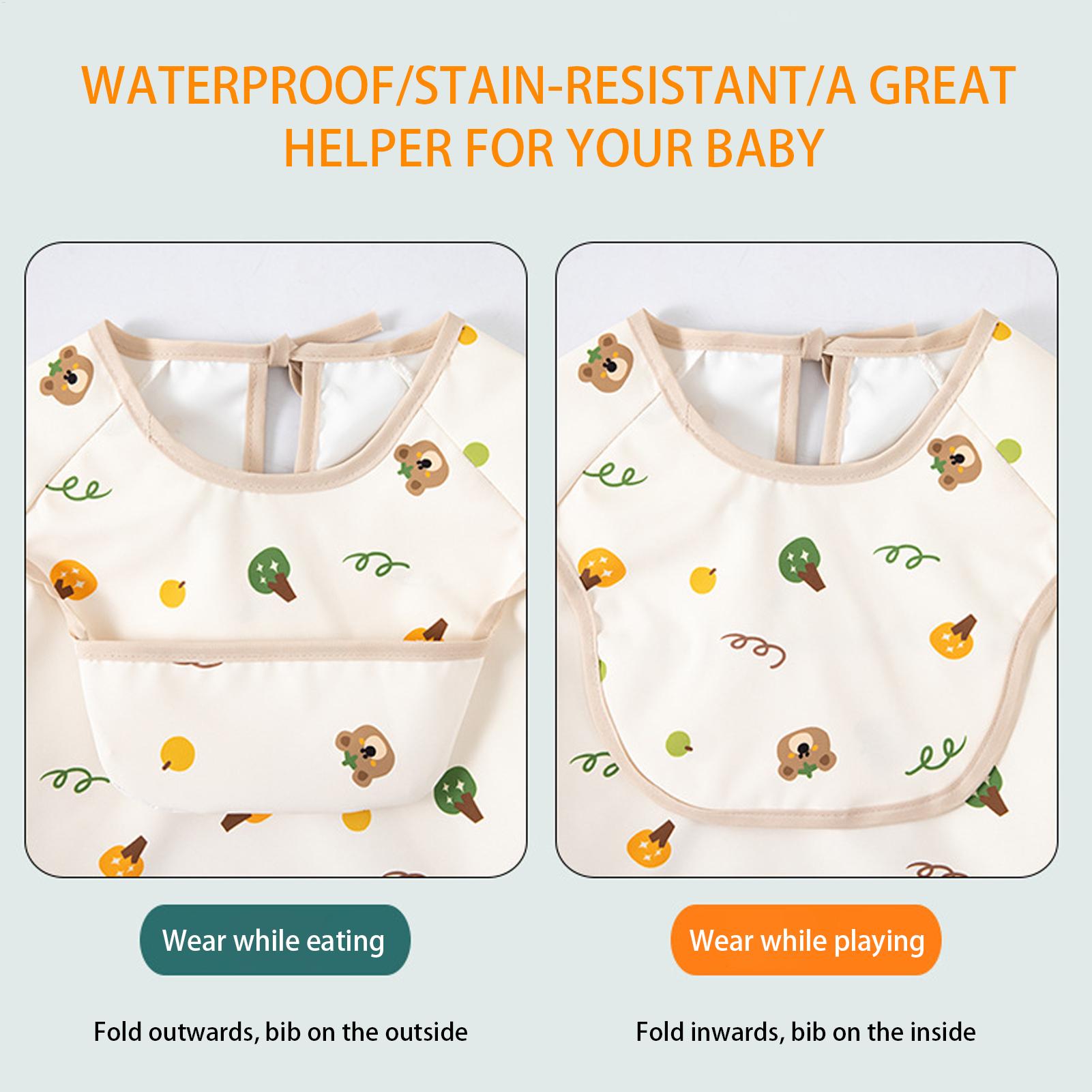 Baby Food Restaurant - ผ้ากันเปื้อนเด็กแบบนุ่ม ปรับได้ มีกระเป๋าขนาดใหญ่ สำหรับเด็กอายุ 6-36 เดือน