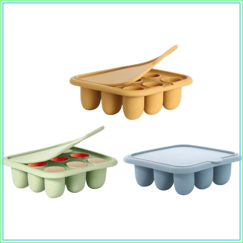 Baby Food Maker - ถาดแช่แข็งอาหารเด็ก, ที่ป้อนอาหารเด็กแบบซิลิโคน, แม่พิมพ์ไอศกรีมน้ำนมแม่, ที่ทำขนมป๊อปสำหรับเด็กสำหรับทำอาหารเด็กแบบโฮมเมด