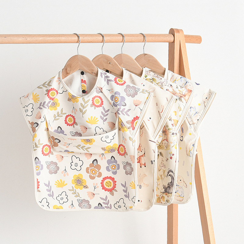 Baby Food Quantity - ทารกแรกเกิด Bibs เสื้อกันน้ําไม่มีแขนย้อนกลับ Dressing ทารกกินเสื้อผ้าผ้ากันเปื้อน Bib