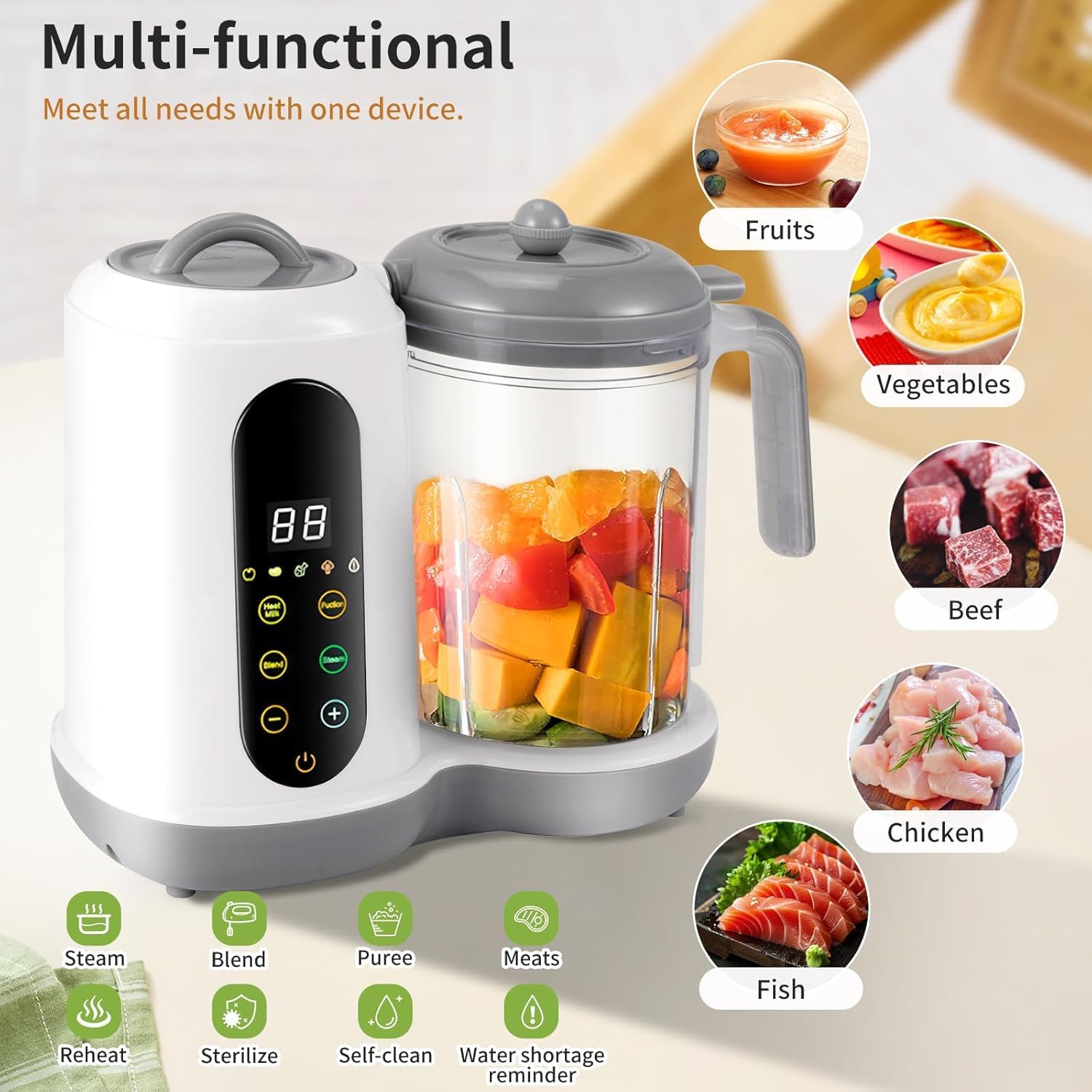 เครื่องนึ่งและปั่นอาหารเด็ก 40 - Baby Food Maker And Steamer บทวิจารณ์และราคา