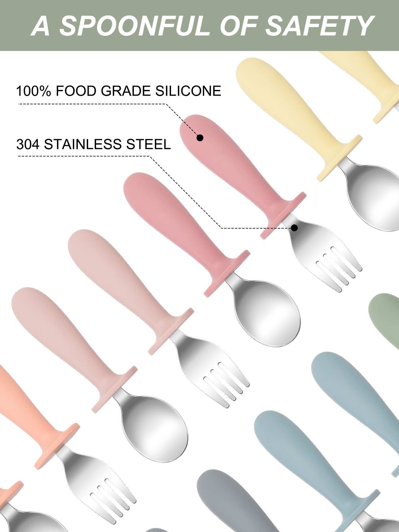 2PCS สแตนเลสสตีลชุดช้อนส้อมสํา - Baby Food Utensils Set บทวิจารณ์และราคา