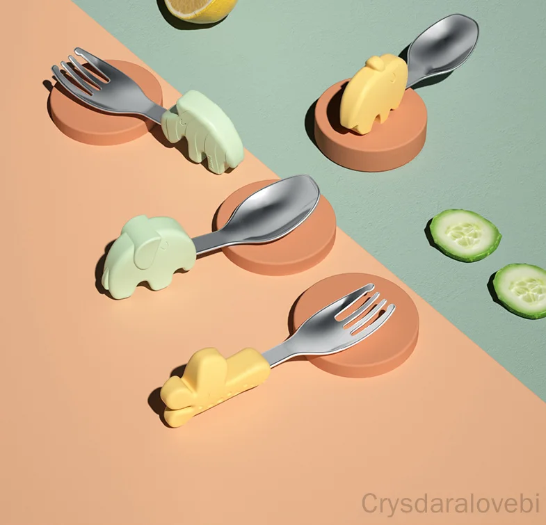 1setElephant ช้อนส้อมสั้นชุดเด - Baby Food In Japan บทวิจารณ์และราคา