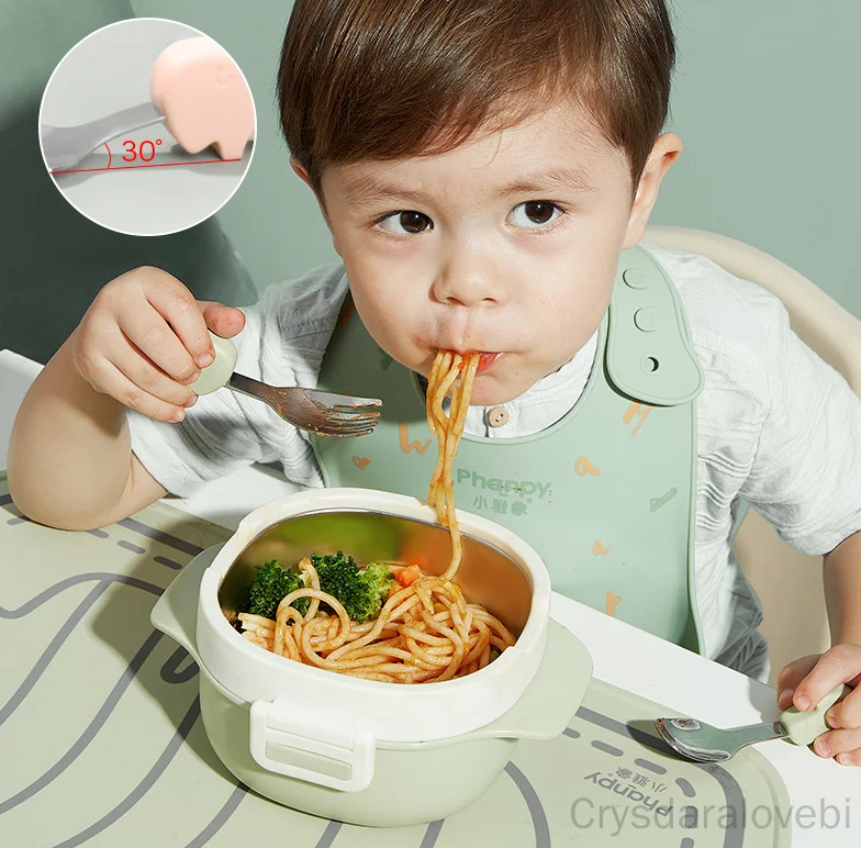 1setElephant ช้อนส้อมสั้นชุดเด - Baby Food In Japan บทวิจารณ์และราคา