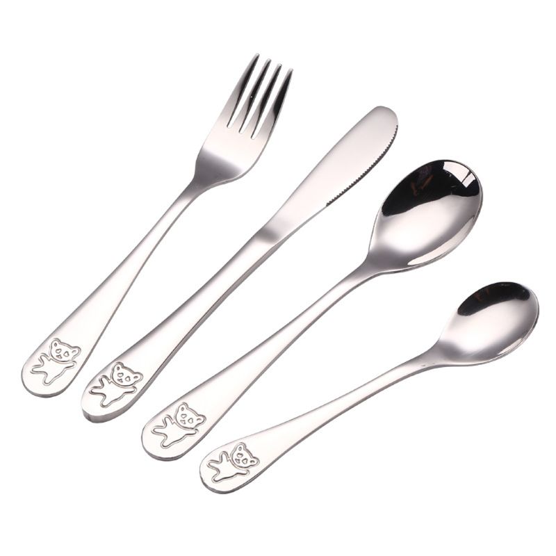 4 ชิ้น/เซ็ตเด็กช้อนชาช้อนอาหาร - Baby Food Utensils Set บทวิจารณ์และราคา