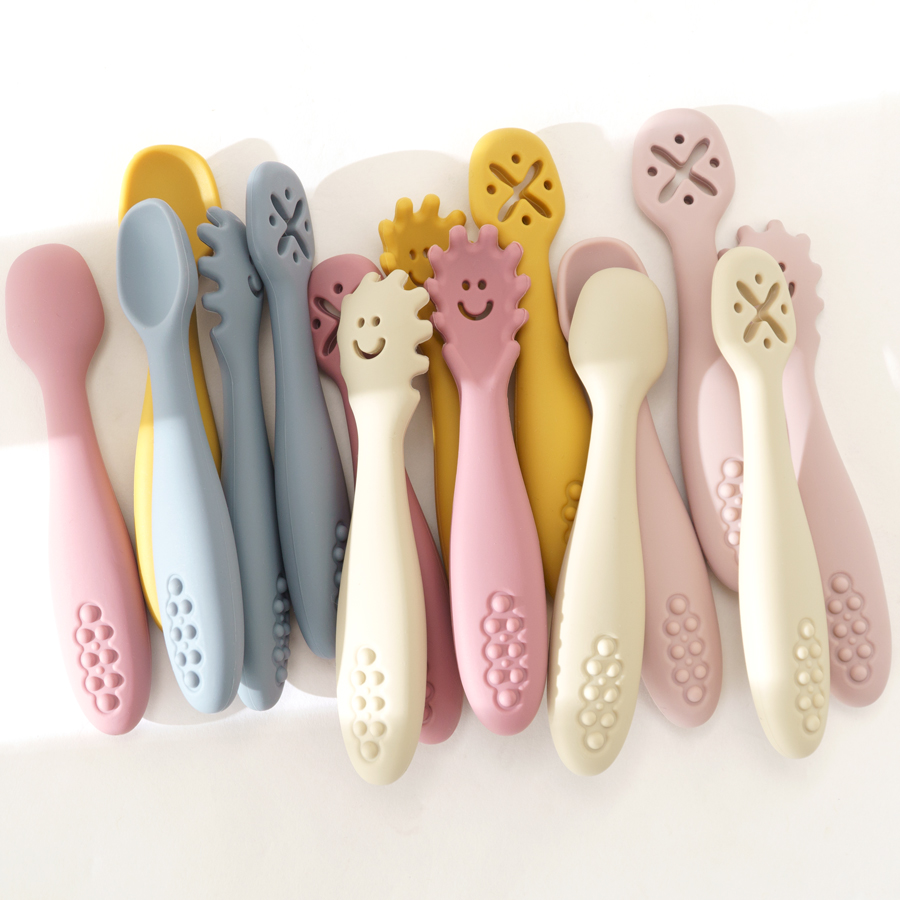 3PCS ซิลิโคนช้อนส้อมสําหรับทาร - Baby Food Utensils Set บทวิจารณ์และราคา