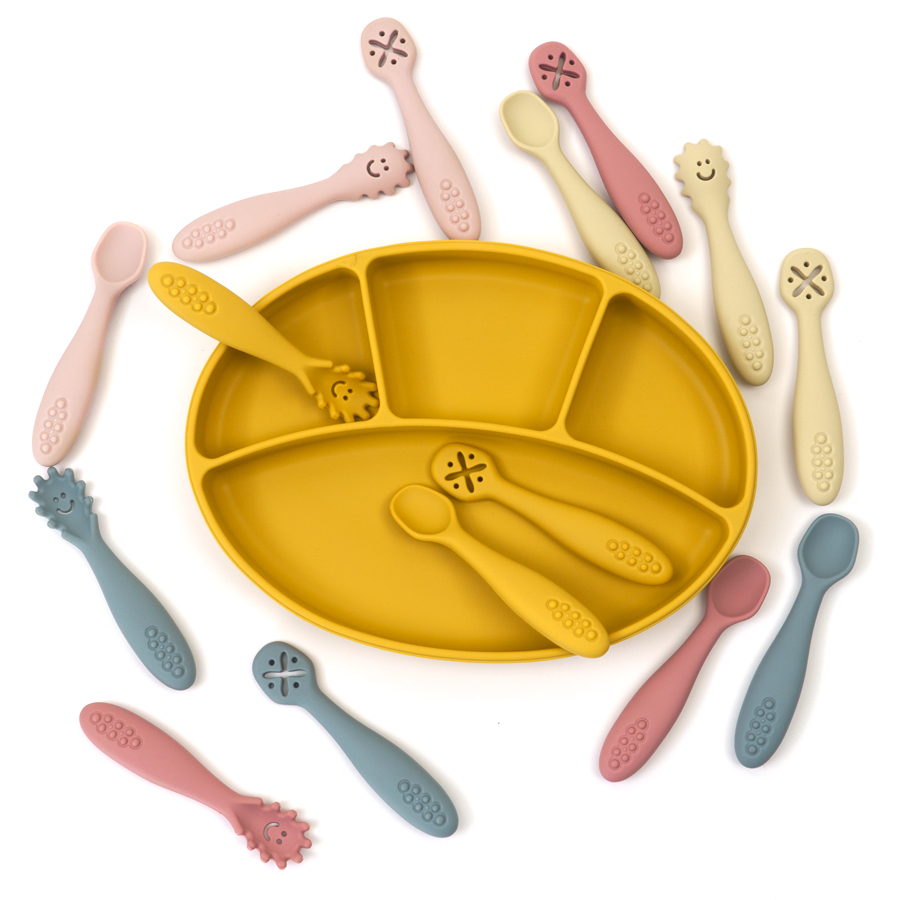 3PCS ซิลิโคนช้อนส้อมสําหรับทาร - Baby Food Utensils Set บทวิจารณ์และราคา