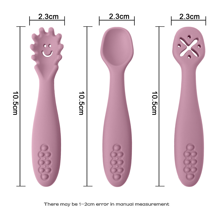 3PCS ซิลิโคนช้อนส้อมสําหรับทาร - Baby Food Utensils Set บทวิจารณ์และราคา