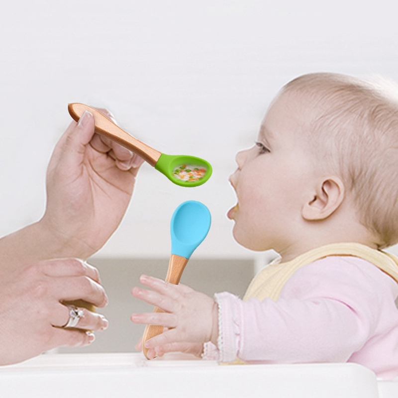 2 ชิ้น/เซ็ตเด็กซิลิโคนช้อนส้อม - Baby Food Utensils Set บทวิจารณ์และราคา
