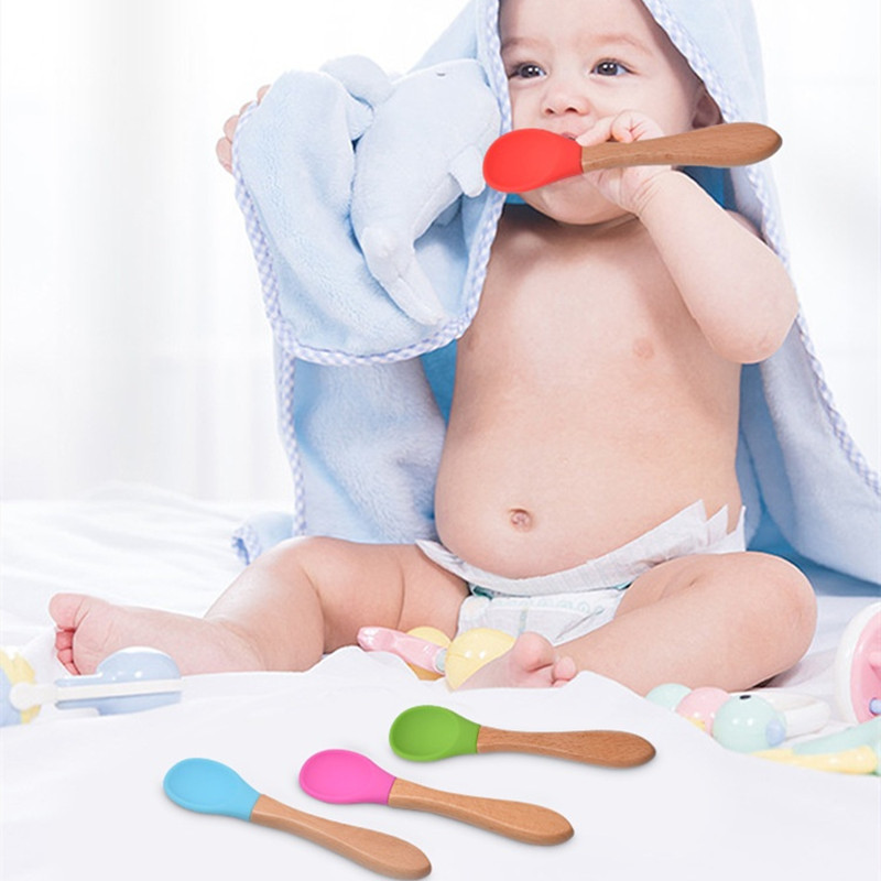 2 ชิ้น/เซ็ตเด็กซิลิโคนช้อนส้อม - Baby Food Utensils Set บทวิจารณ์และราคา