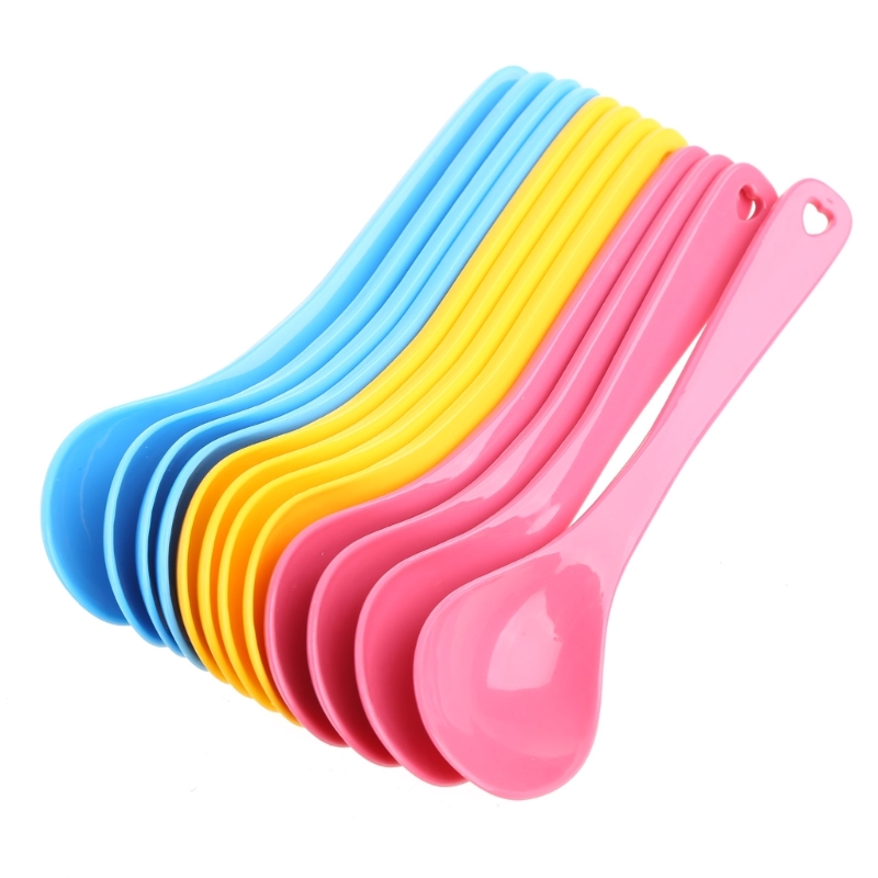 12Pcs เด็กช้อนพลาสติกปลอดภัยเด - Baby Food Quantity บทวิจารณ์และราคา