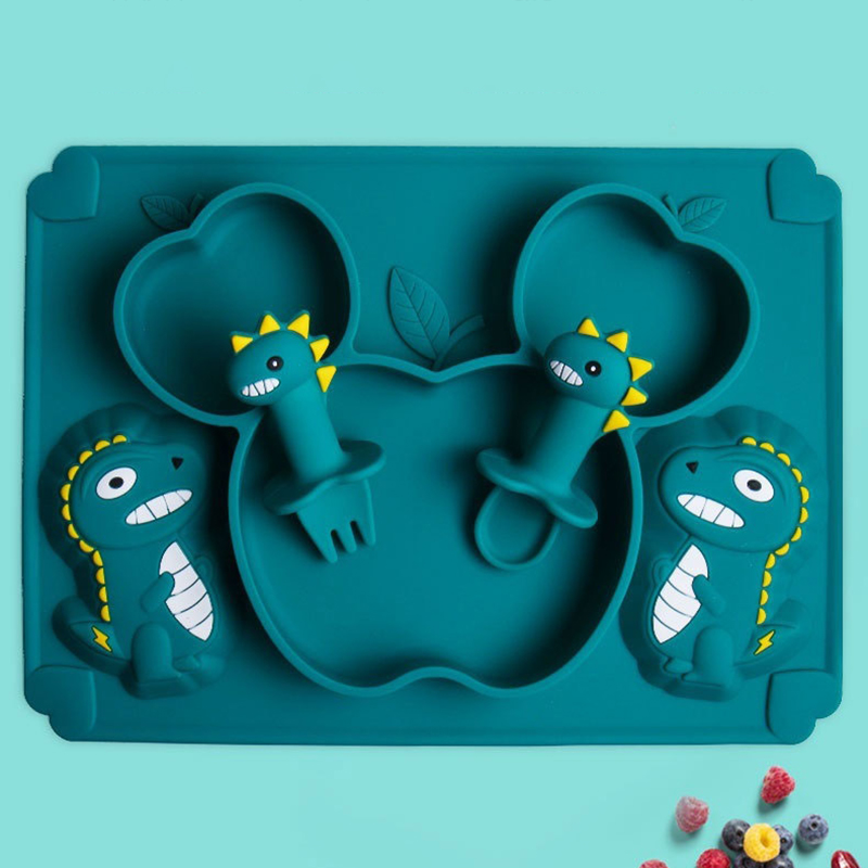 เด็กไดโนเสาร์ซิลิโคนชุดการเรีย - Baby Food Utensils Set บทวิจารณ์และราคา